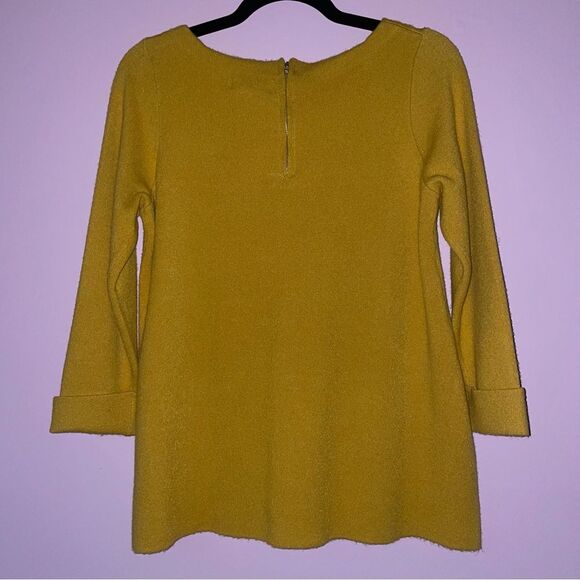 Cynthia Rowley M Sweater Mustard Yellow 3/4 Sleeve - Picture 6 of 8